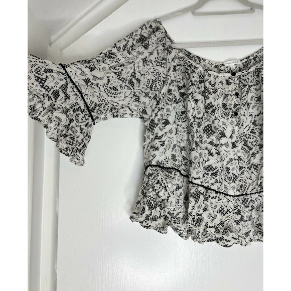 Poupette St Barth Eva V Print Mini Blouse one size MSRP $235 - Picture 6 of 9
